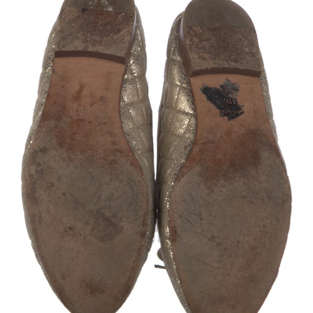 Chanel Iconic Quilted goatskin Gold Ballet Flats 41.5 CC interlocking logo - Picture 7 of 10